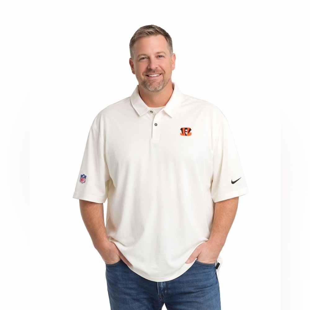 Nike Cincinnati Bengals NFL Polo Shirt White Logo Mens 3XL Dri-Fit